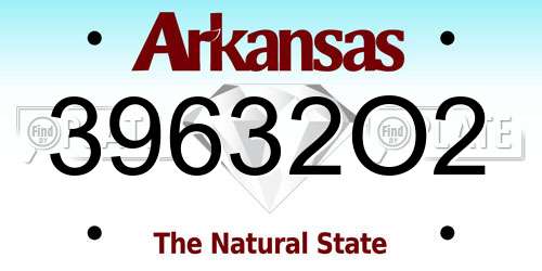 39632O2 Arkansas License Plate