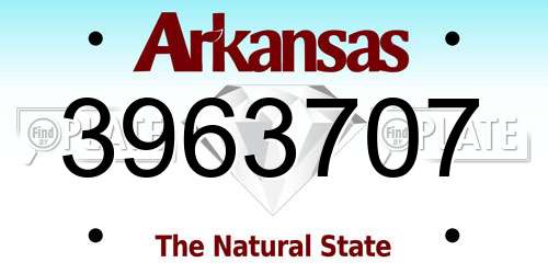 3963707 Arkansas License Plate