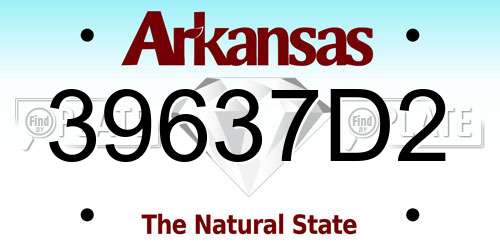 39637D2 Arkansas License Plate