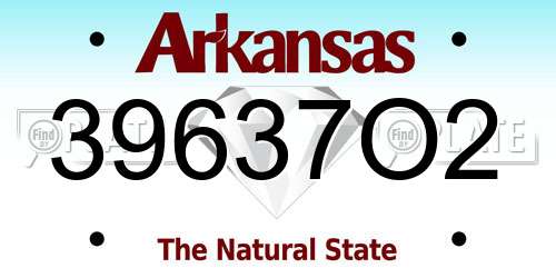 39637O2 Arkansas License Plate