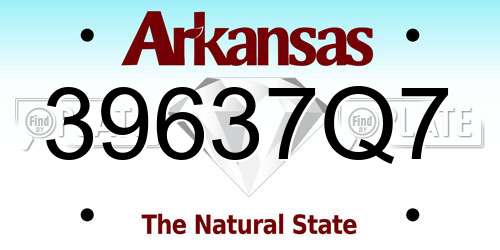 39637Q7 Arkansas License Plate