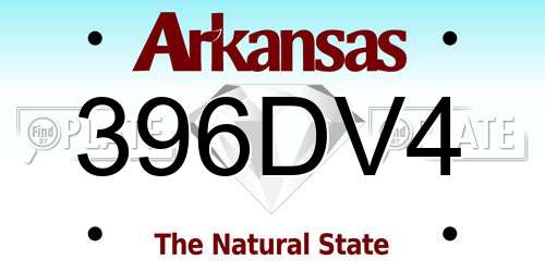 396DV4 Arkansas License Plate