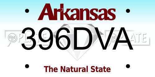 396DVA Arkansas License Plate