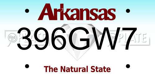 396GW7 Arkansas License Plate