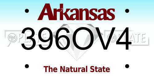 396OV4 Arkansas License Plate