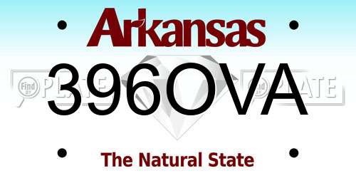 396OVA Arkansas License Plate