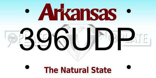 396UDP Arkansas License Plate