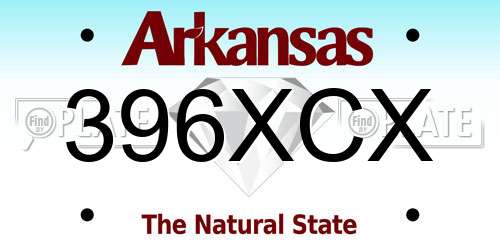 396XCX Arkansas License Plate