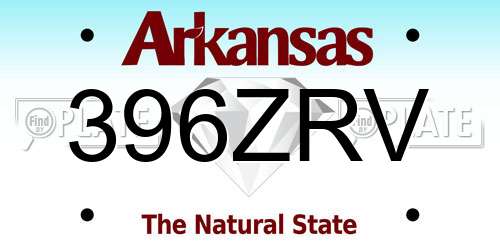 396ZRV Arkansas License Plate