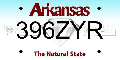 396ZYR Arkansas License Plate