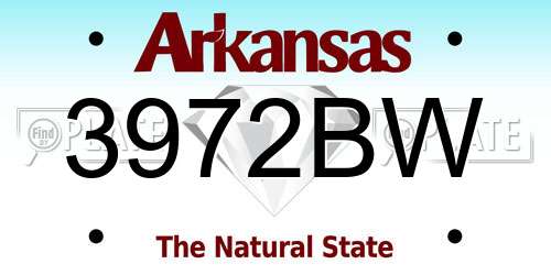 3972BW Arkansas License Plate