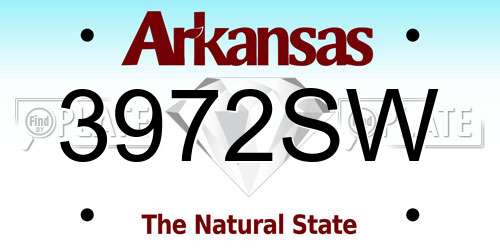 3972SW Arkansas License Plate