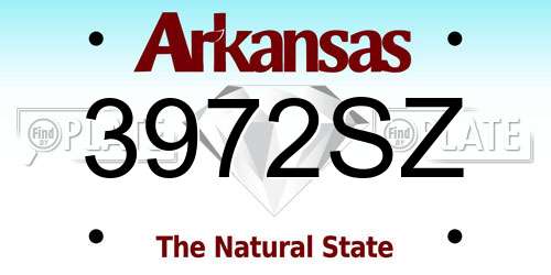 3972SZ Arkansas License Plate