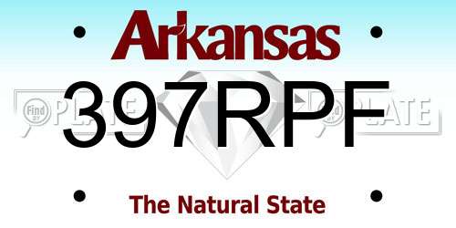 397RPF Arkansas License Plate