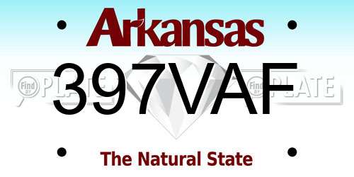 397VAF Arkansas License Plate