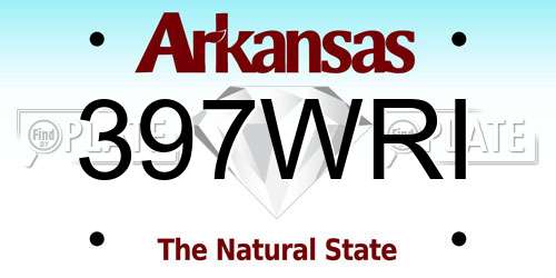 397WRI Arkansas License Plate