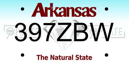 397ZBW Arkansas License Plate
