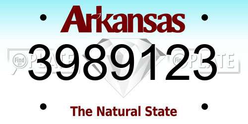 3989123 Arkansas License Plate