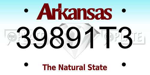 39891T3 Arkansas License Plate