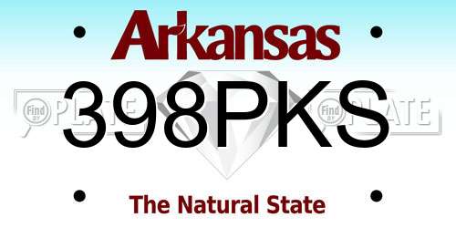 398PKS Arkansas License Plate