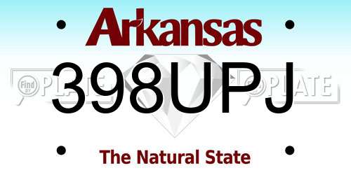 398UPJ Arkansas License Plate