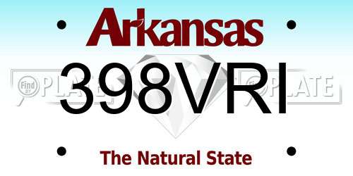 398VRI Arkansas License Plate