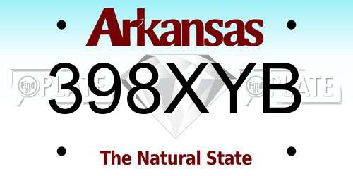 398XYB Arkansas License Plate