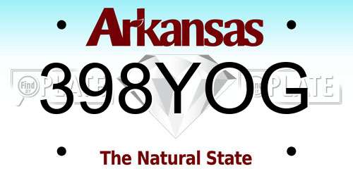 398YOG Arkansas License Plate