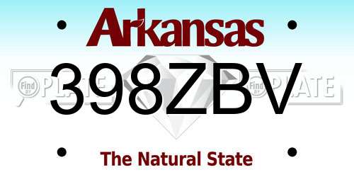 398ZBV Arkansas License Plate