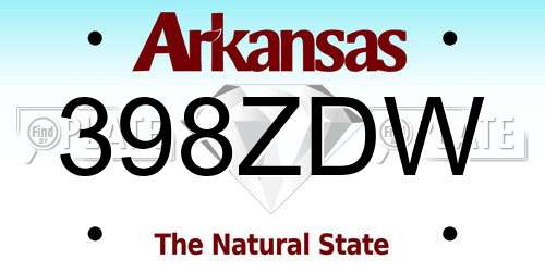 398ZDW Arkansas License Plate
