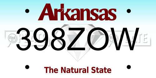 398ZOW Arkansas License Plate