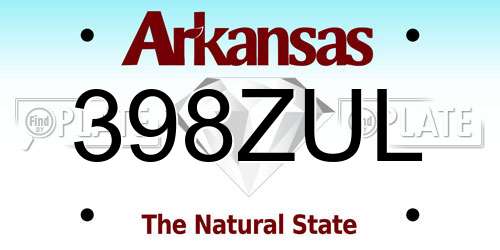 398ZUL Arkansas License Plate