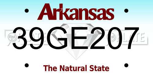 39GE207 Arkansas License Plate