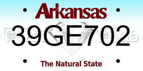 39GE702 Arkansas License Plate