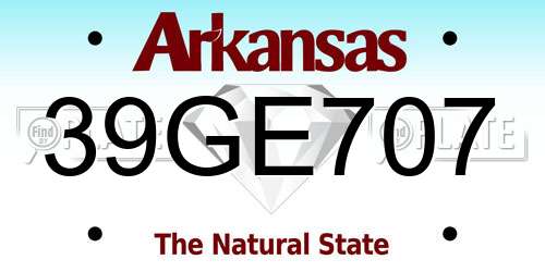 39GE707 Arkansas License Plate