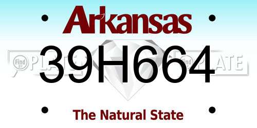 39H664 Arkansas License Plate
