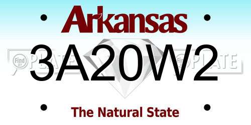 3A20W2 Arkansas License Plate