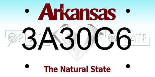 3A30C6 Arkansas License Plate
