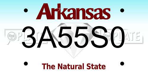 3A55S0 Arkansas License Plate