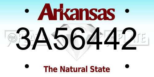 3A56442 Arkansas License Plate