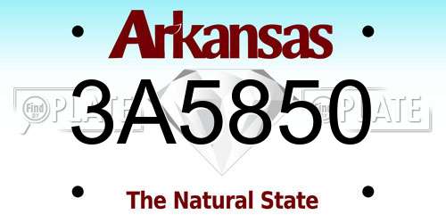 3A5850 Arkansas License Plate
