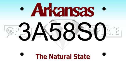3A58S0 Arkansas License Plate
