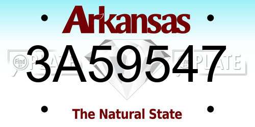 3A59547 Arkansas License Plate