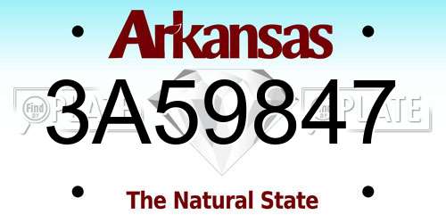 3A59847 Arkansas License Plate