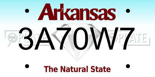 3A70W7 Arkansas License Plate