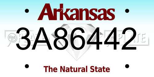 3A86442 Arkansas License Plate