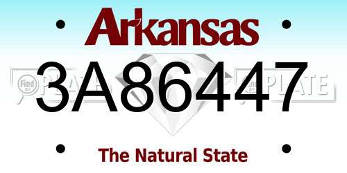 3A86447 Arkansas License Plate