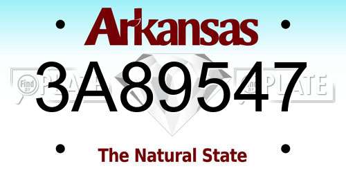 3A89547 Arkansas License Plate