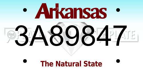 3A89847 Arkansas License Plate