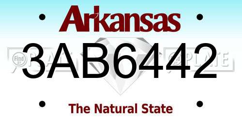 3AB6442 Arkansas License Plate